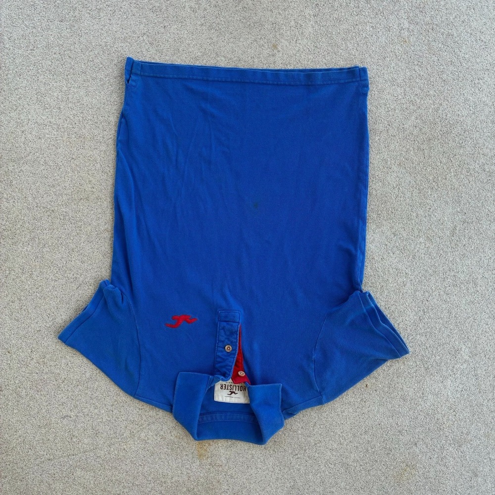 Hollister Classic Fit Mens Small Polo Shirt - Blue-Red Piqué Short Sleeve